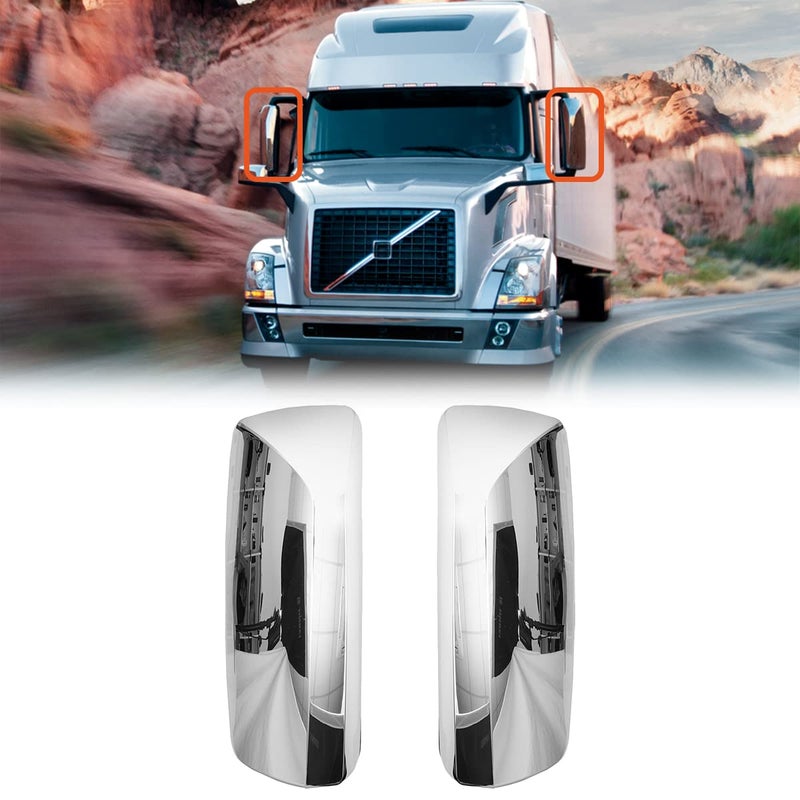 High Soar Chrome Door Mirror Covers for Volvo VNL Trucks 04-17, Driver & Passenger Side, Left & Right Side (A Pair) - Image 2